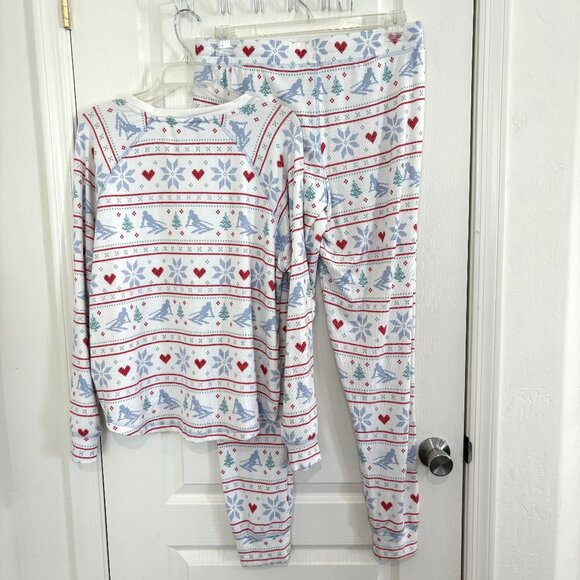 PJ Salvage Fair Isle Après All Day Pajamas 2 PC Set Top & Joggers Pants Peachy - Picture 3 of 6